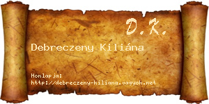 Debreczeny Kiliána névjegykártya